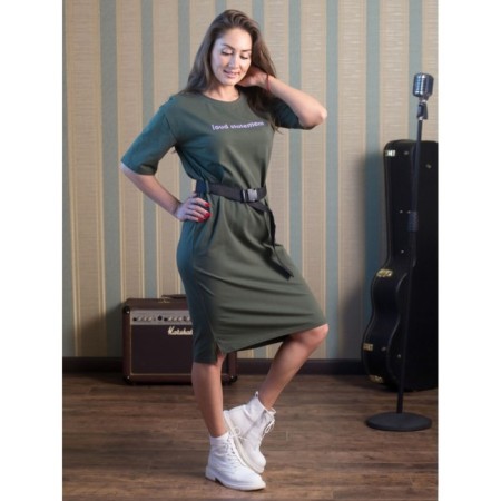 Women's dress Loud Statement, size 44, Khaki color-1