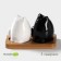 Porcelain set for spices on the bamboo stand Bellatenero “cats”, 3 objects: solo, pipe, stand, white and black color