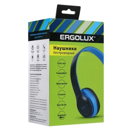 Headphones Ergolux ELX-BTHP01-C06, wireless, invoices, microphone, 250mach, FM, blue-7