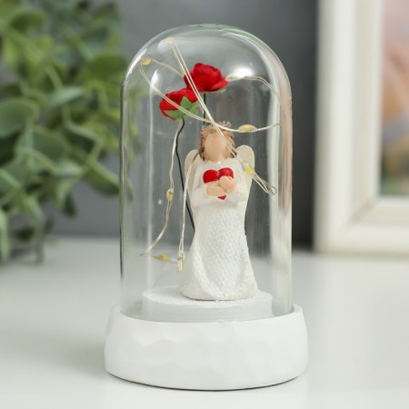 Souvenir Polystone Light "Angel with red roses" MIX 6x6x9.5 cm-2