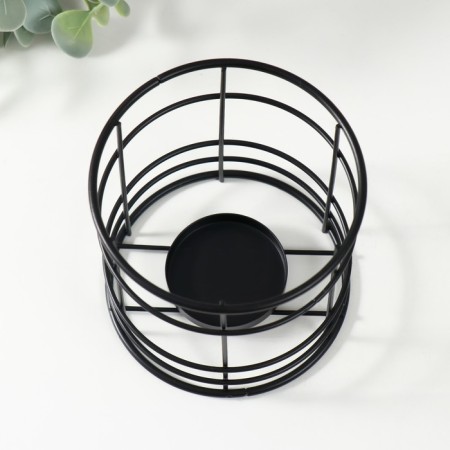 Summary Metal for 1 candle 5 cm "Dalila" black 10.5x10.5x11 cm-2