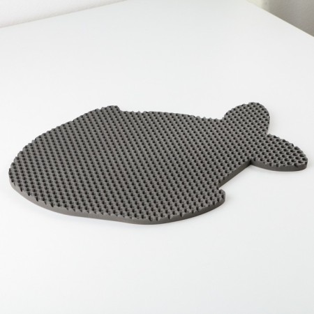 Rug for a bowl and a tray "Fish", gray, 42x32 cm-5