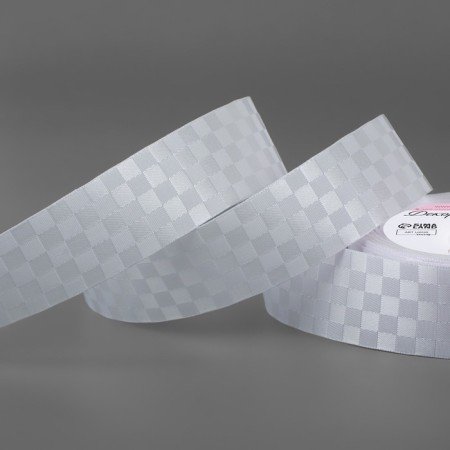 Decorative tape "Squares", 25 mm × 9.1 ± 0.5 m, white color