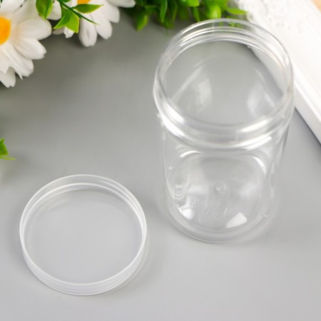 Bank for scrapbooking plastic "cylinder" 100 ml transparent 9x5.2x5.2 cm-1