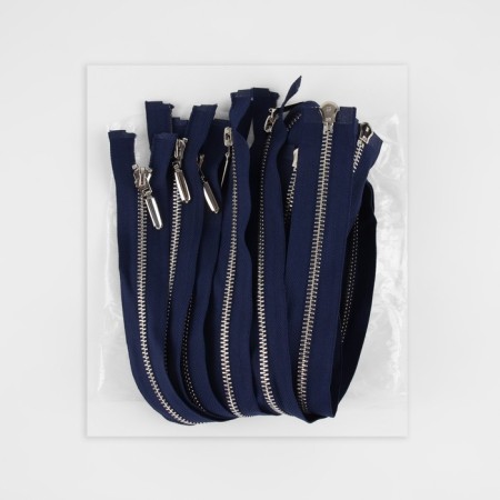 Metallic lightning, No. 5, 2 runners, connective, automatic locks, 80 cm, dark blue color/nickel-2