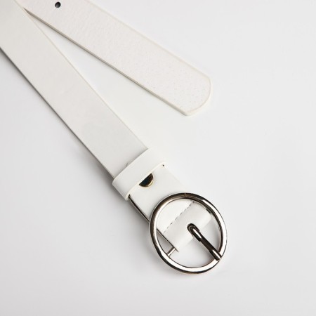 Children's belt, width 2.3 cm, screw, buckle metal, white color-1