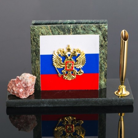 Набор настольный "Герб на флаге", змеевик-1