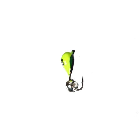 Mormyshka drop lime, black abdomen + ball silver, weight 1 g-1