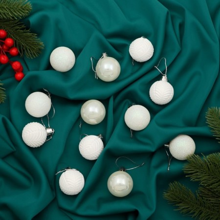 Set of balls plastic D-4 cm, 12 pcs "Melody" branches, white