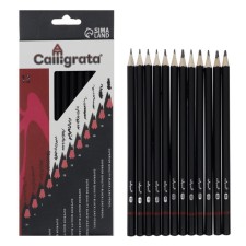 A set of pencils of blackographic, 12 pieces, hardness 2n - 8V, faceted, sharpened, in a cardboard box
