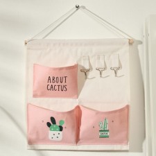 ORGANIZER OF SUBSTANCE with pockets of the Cactus shares, 3 departments, 30 × 34 cm, pink color