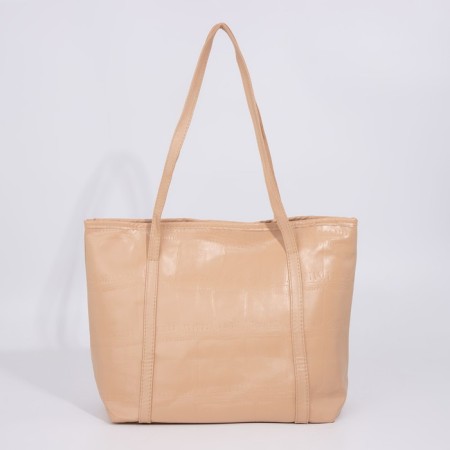 Zipper bag with lightning, beige color