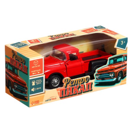 Retro pickup machine, metallic, inertia, doors, light and sound effects, 1:32, red red and sound effects open-4