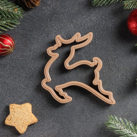 Bed -up form "deer", cutting, stamp, 10 × 10 cm, brown color