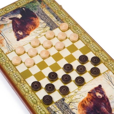 Backgammon "clubfoot", wooden board 60 x 60 cm, with a field for playing checkers-2