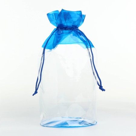 Cosmetic bag on the cord, the color is transparent/blue-2