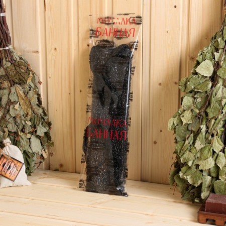 Men's washcloth with handles "Standard" Black (36 cm without handles), with foam rubber,-2