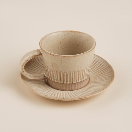 Tea couple ceramic SL Home "Vento", 2 items: a cup 250 ml, a saucer d = 15 cm, beige color-4
