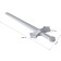 Sword is plastic, silver color with silver guard