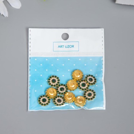 Decor for creativity plastic "Flower-sun emerald" set of 12 pcs 1.4x1.4 cm-5