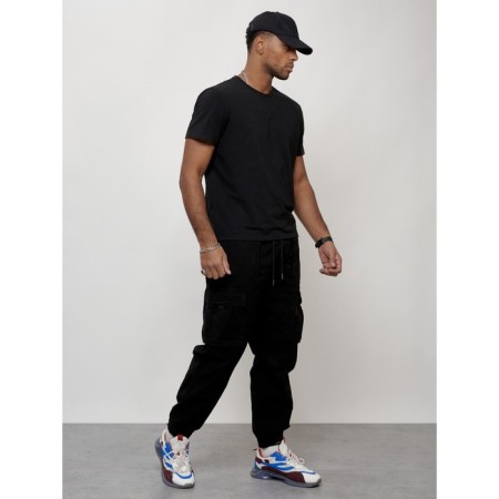 Cargo jeans male, size 50-52, black color-8