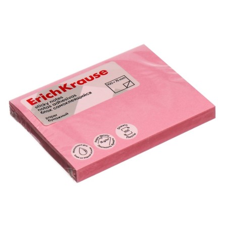 Block with a sticky edge paper 100x75 mm, Erichkrause, 100 sheets, pink-2