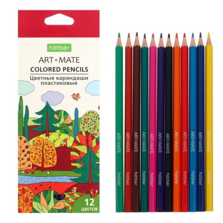 Fainted pencils, 12 colors, Mate, plastic, with euro suspension