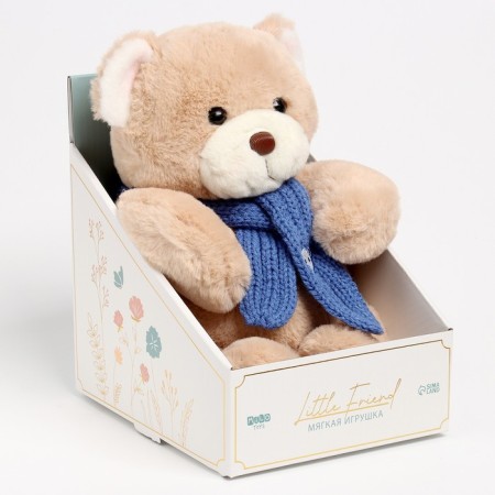 Soft toy "Little Friend", Bear with a blue scarf-6