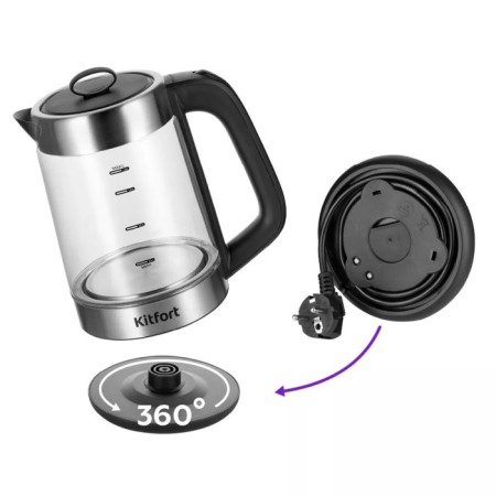 Tea kit KitFort KT-6639, glass, 1.8/1.2 l, 1500 watts, black-silver-6