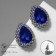 Earrings with rhinestones "Sea radiance", blue color in black silver