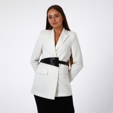 Women's belt, width 9.5 cm, clove buckle, black color