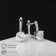 Earrings with bloom rhinestones, magic, white color in silver