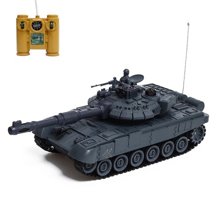 Radio controlled tank, scale 1:28, with a battery, light and sound effects, color gray color