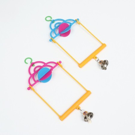 Bird swings with a rattle and bell, 10.7 x 21.7 cm, mix of flowers-6