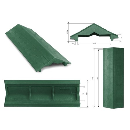 PPK parapet for a fence span of 0.5 brick, 50 × 13 × 1.5 cm, green, “flexible tile”-1