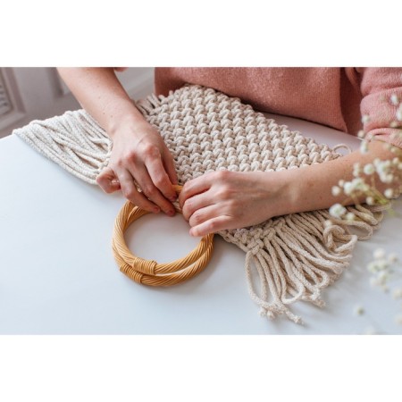 Handles for the bag are wooden, wicker, d = 10.2 / 12.5 cm, 2 pcs, beige color-4