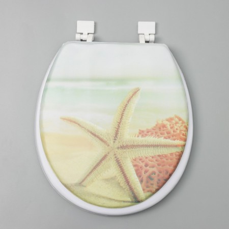The toilet seat with the lid of the share "Beach with a star", 40 × 37 cm, soft-2