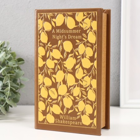 Safe Brush Tree leatherette "Dream on Summer Night William Shakespeare" Lemons embossing 21x13x5 cm-2