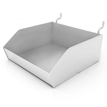 Metal container for a perforated chipboard panel 150 × 150 × 60 mm, white color-1