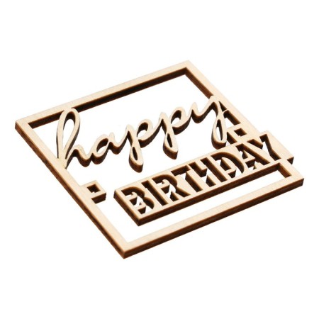 Топпер для торта Happy Birthday, деревянный, 64х60-4