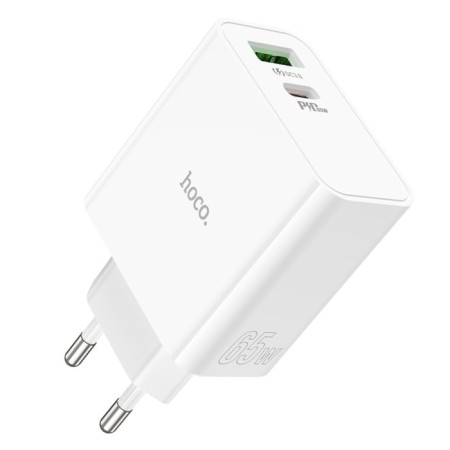 Network charger Hoco C113A, 1 Type-C, 1 USB, 65 W, PD + Qc, white