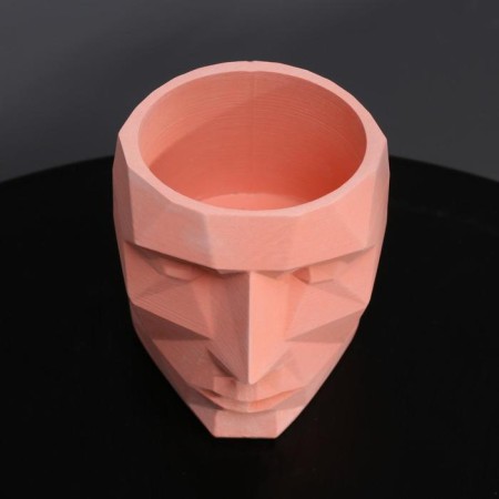 Polygonal Kashpo from gypsum "Head", pink, 7.5 x 9 cm, 0.2 l.-1