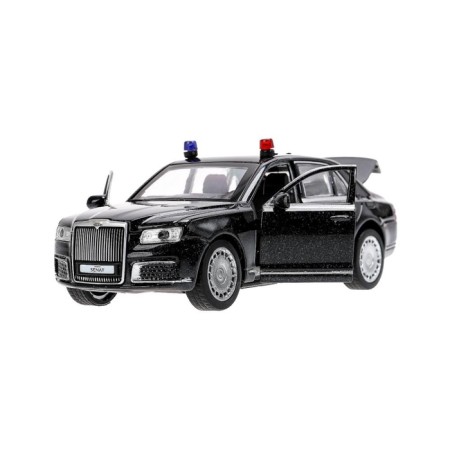 Metal machine "Aurus Senate", doors, trunk, inertia, 13.5 cm, black are opened-1