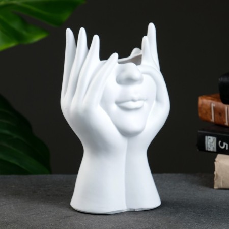 Kashpo - organizer "Hands and face" white, 21x13cm