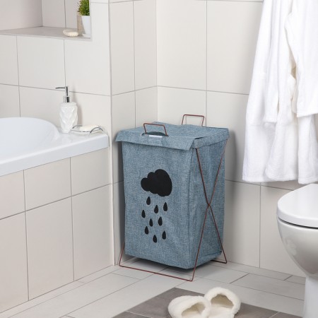 Belly basket folding with a cloud lid, 35 × 28.5 × 57.5 cm, blue color is blue-4