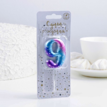 Candle for the cake number "9", space, 5.5 cm, 16 minutes-1