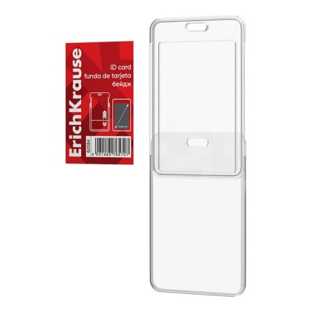 Badge vertical 54 x 85 mm, erichkrause slider, transparent case, textile tape, mix color-6