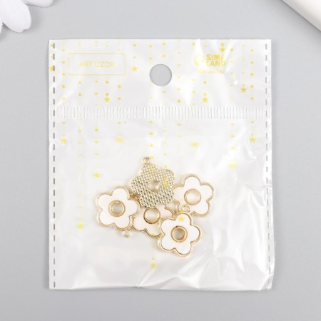 Decor for creativity Metal, acrylic "White Flower" gold 0.2x1.6x1.7 cm-3
