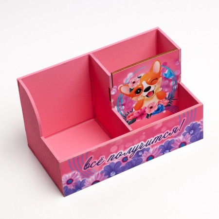 Organizer for the office "Everything will work out!" 3 departments, 18.5x10x10 cm-2