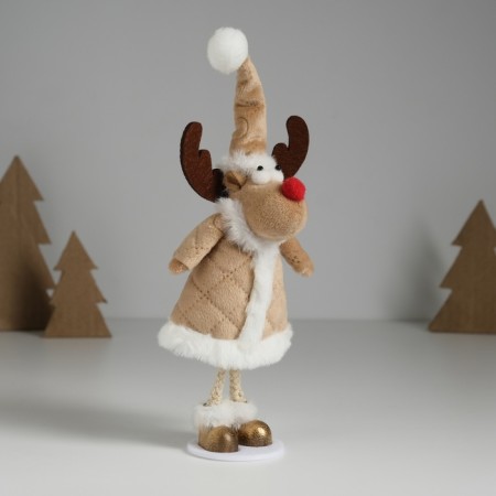 Souvenir textile "Deer in beige fur coat" 6.5x8x20 cm-1